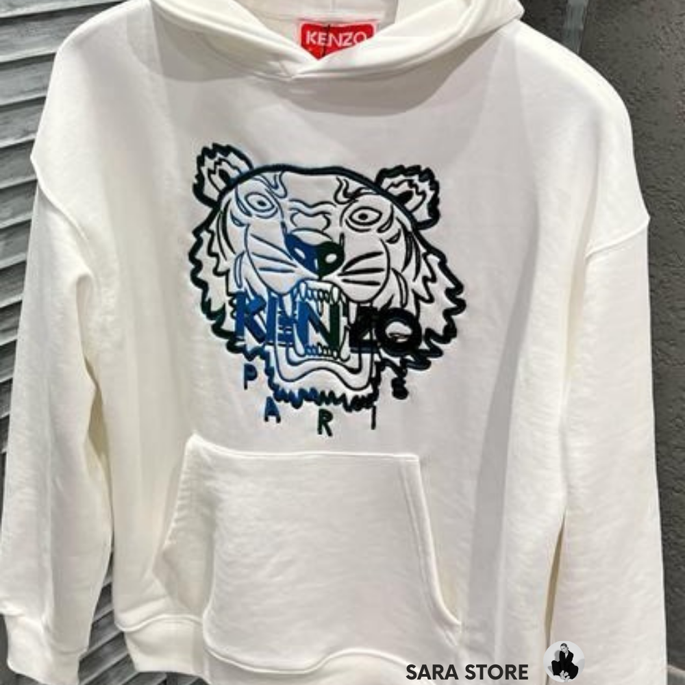 Kenzo - Felpa da Uomo Tiger con Cappuccio, 100% Cotone