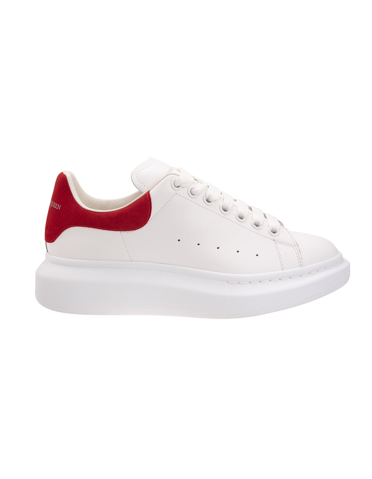 ALEXANDER MCQUEEN  Sneakers Oversize Bianche Con Spoiler In Suede Rosso Lust Da Donna