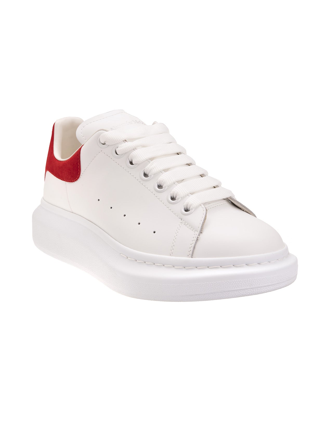 ALEXANDER MCQUEEN  Sneakers Oversize Bianche Con Spoiler In Suede Rosso Lust Da Donna