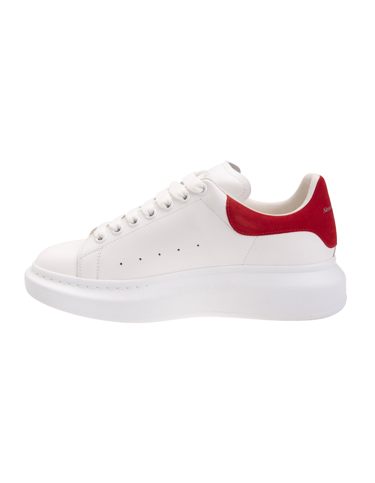 ALEXANDER MCQUEEN  Sneakers Oversize Bianche Con Spoiler In Suede Rosso Lust Da Donna