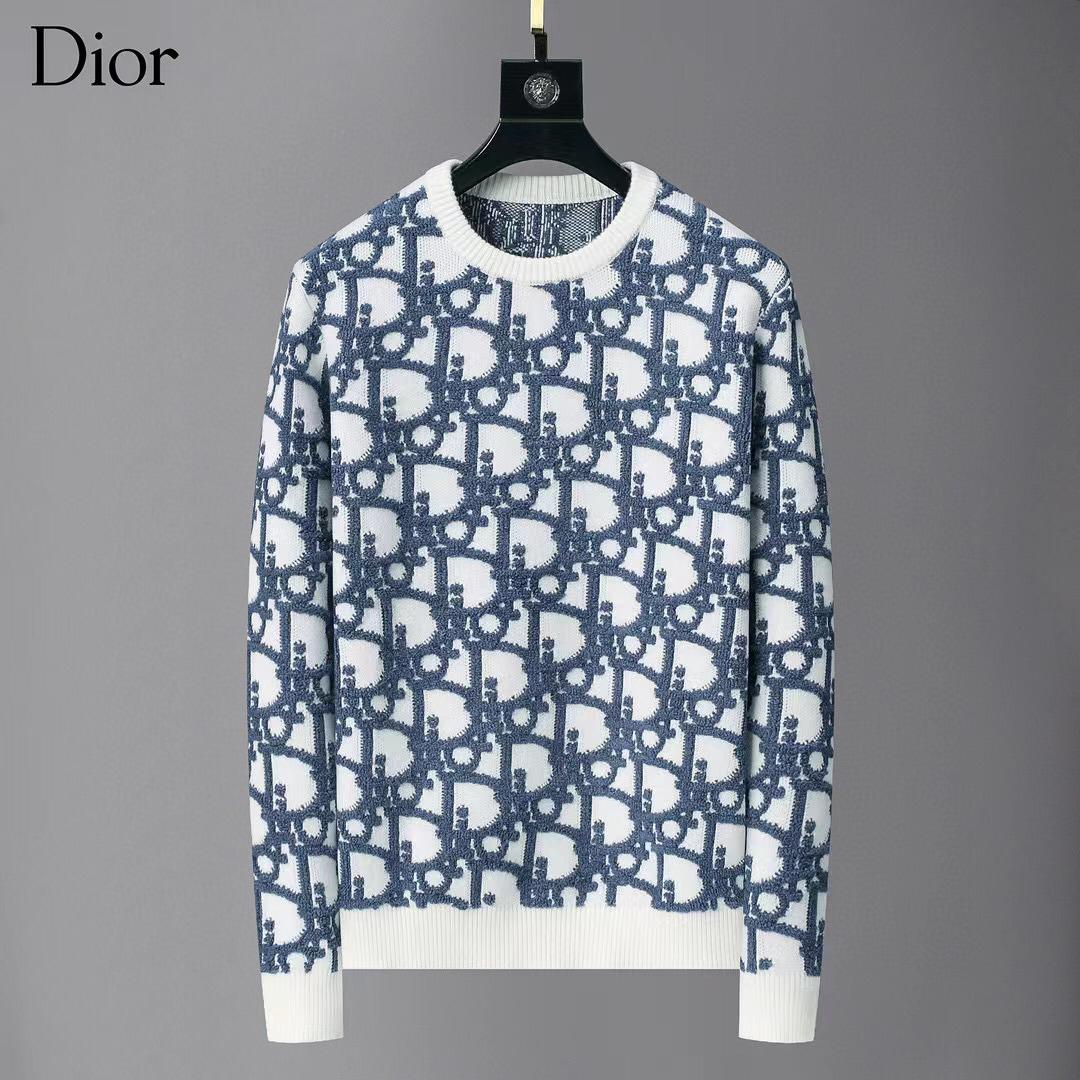 MAGLIONE DIOR OBLIQUE Jacquard di lana bianco, malva