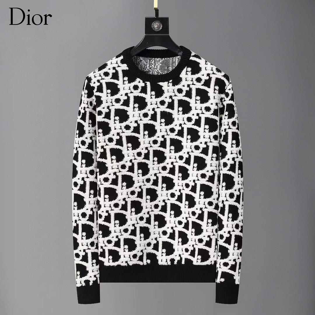 MAGLIONE DIOR OBLIQUE Jacquard di lana bianco, malva