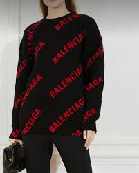 Maglione Balenciaga in lana con stampa integrale e logo Unisex